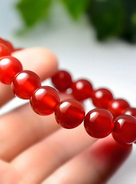 8A级天然红玛瑙本命年红色手链