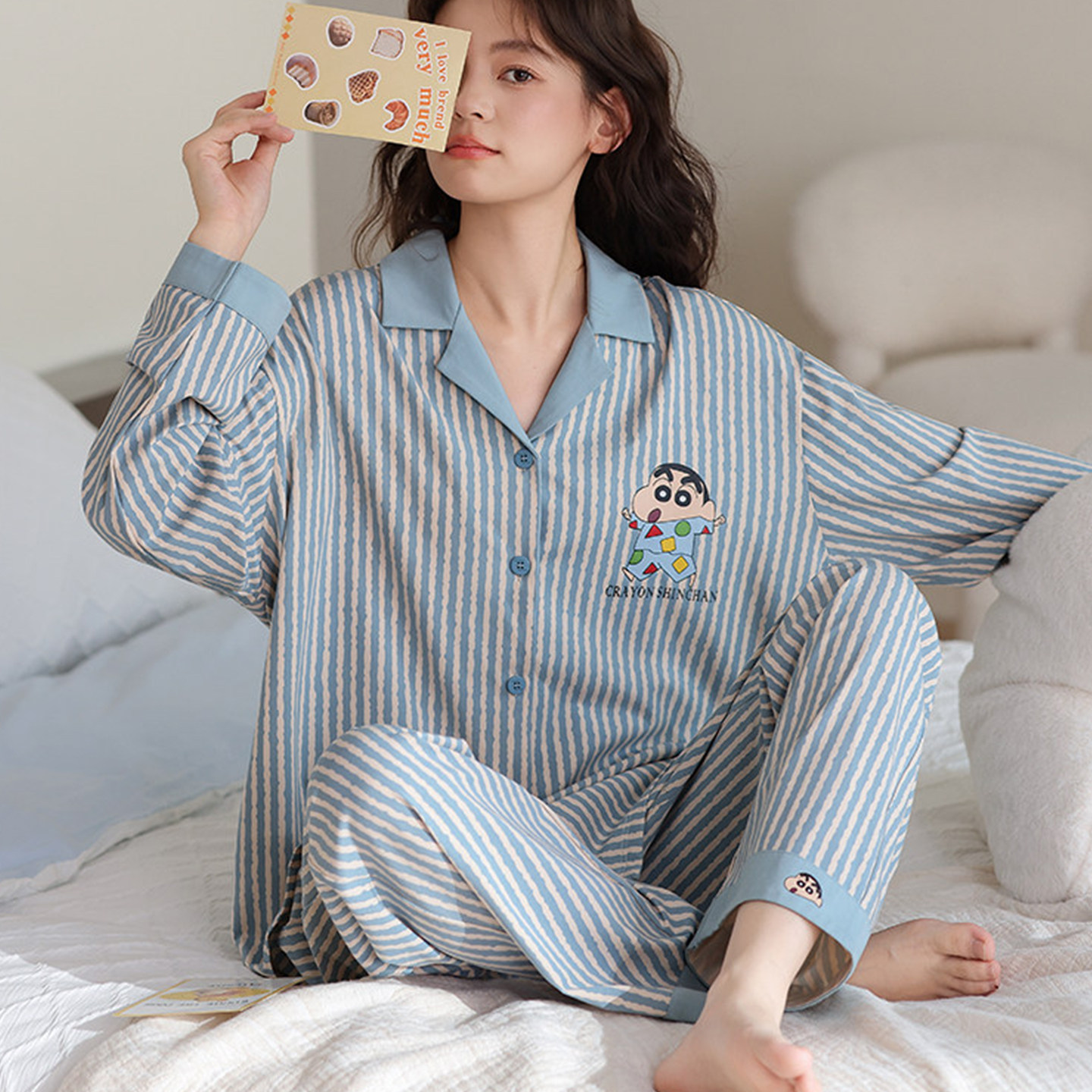 维多利亚纯棉睡衣女款春秋季治愈系条纹长袖全棉可外穿家居服套装,女士内衣/男士内衣/家居服,睡衣/家居服套装,淘宝优惠券,粉丝福利购,淘宝优惠卷