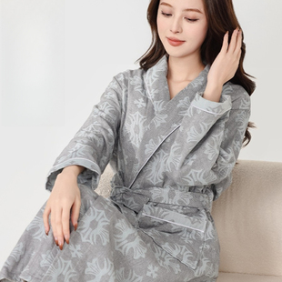 维多利亚纱布纯棉浴袍女款秋冬季2026新款全棉睡袍吸水晨袍家居服