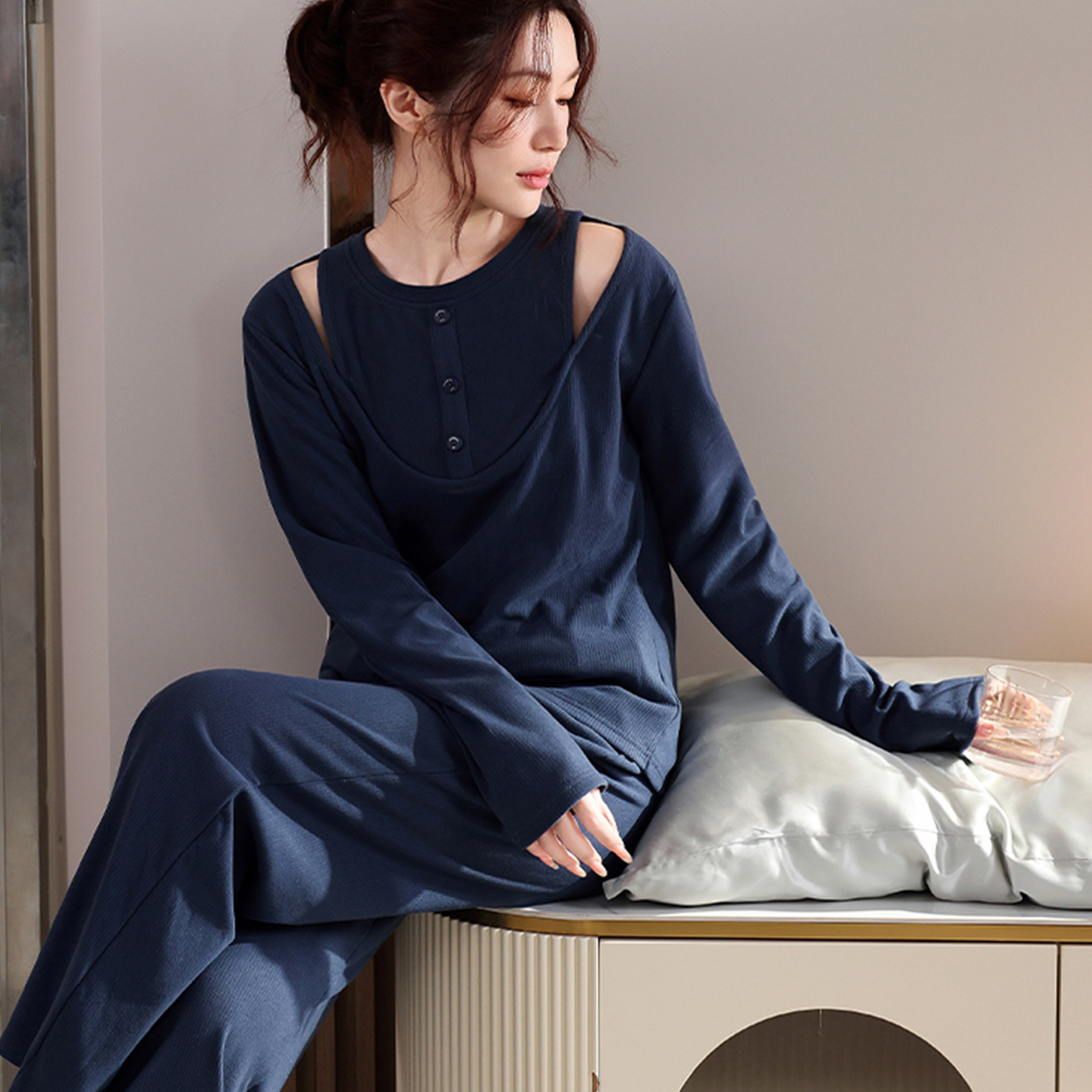 秋冬款德绒保暖可外穿女士家居服