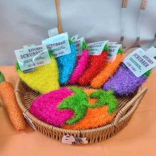 ins创意手工出口韩国草莓洗碗巾水果系列刷碗布清洁不伤锅菜瓜布