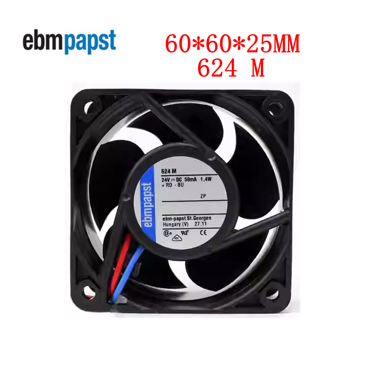 全新 624M原装德国风机 6025 24V 0.058A 1.4W变频器静音散热风扇