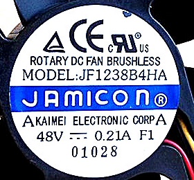 JAMICON 轴流风扇 JF1238B4HA 48V 0.21A 12038 12CM散热风扇
