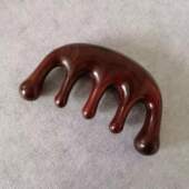 檀木头疗养生头部绿檀木五齿经络梳头皮按摩梳小梳子头发宽齿梳