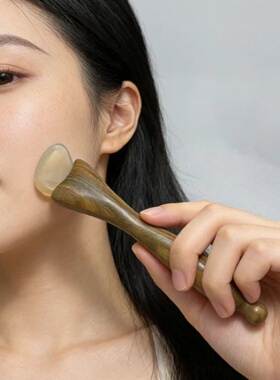 绿檀木羊角拼接拨筋棒家用面部眼部按摩工具脸部肌肤放松美容器具