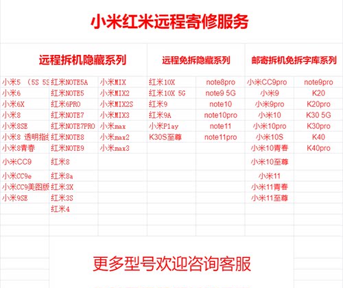 适用于米9pro10S至尊 11note9pro K20K30proK40远程免拆隐藏刷机