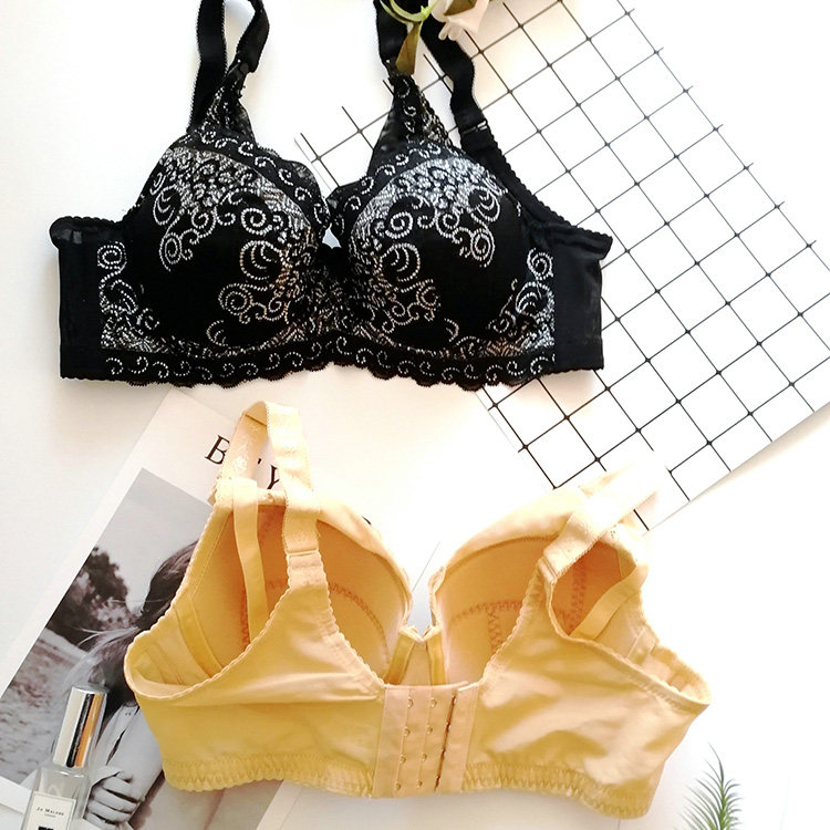 大胸显小舒适透气薄款全罩杯刺绣肤色文胸两穿可开扣哺乳蕾丝内衣