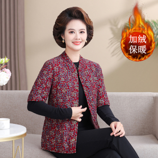 棉袄防寒 马甲保暖半袖 秋冬妈妈后背加绒加厚中袖 棉衣中老年女装