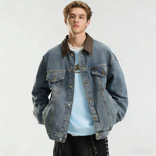 水洗牛仔衣服男外套工装 牛仔夹克 欢喜魏哲鸣许淮颂同款 你是迟来