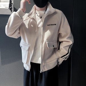 JK19-P108控148黑色社会小伙店主风假两件夹克外套图片