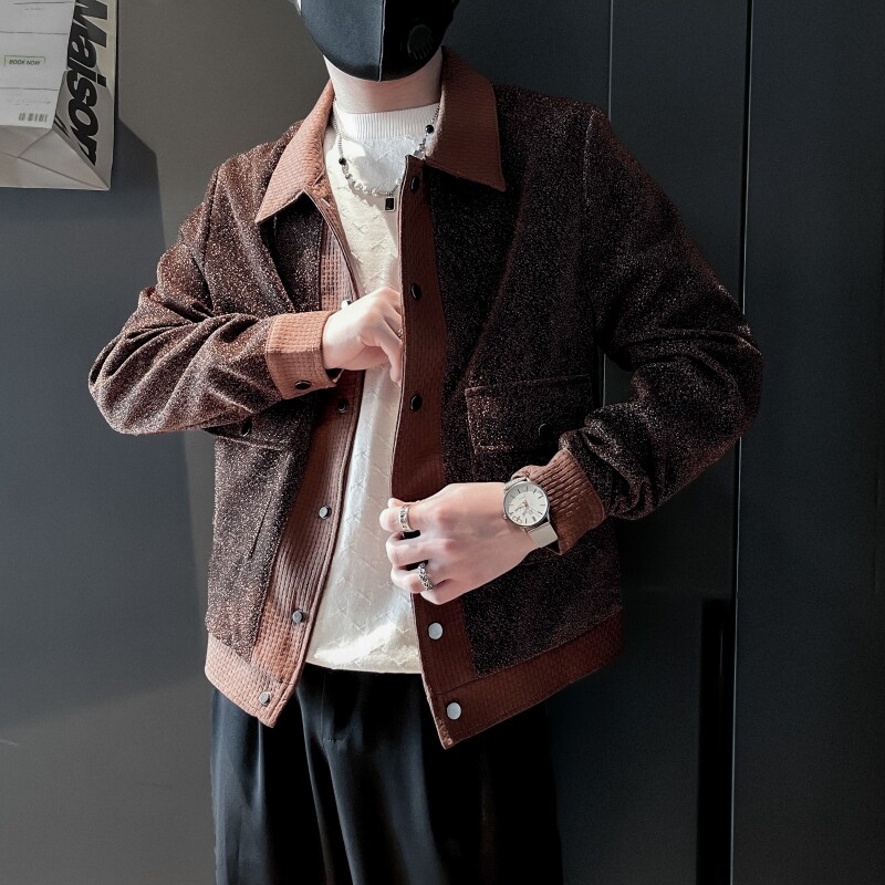 JK21-P108控148黑色社会小伙店主风假两件夹克外套,男装夹克,电商B363-1
