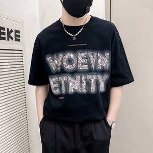 TX14-P58社会小伙黑色夏季男士丝光棉短袖男新款百搭休闲t恤,男装T恤,电商B363-1