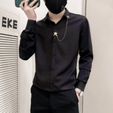 CS14-P58控78翻领修身冰感长袖条纹店主风纯色衬衫，男装衬衫，电商B363-1