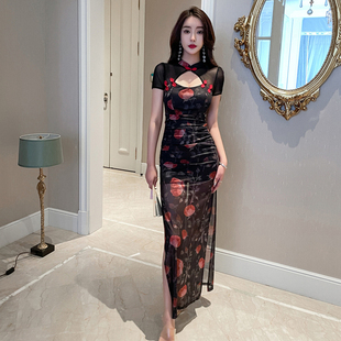 性感洗浴桑拿技师工作服夜场ktv公关佳丽长款长裙气质显瘦晚礼服