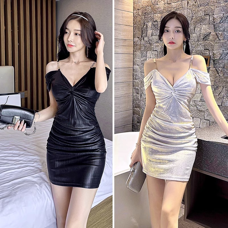 吊带低胸连衣裙子夜场上班衣服