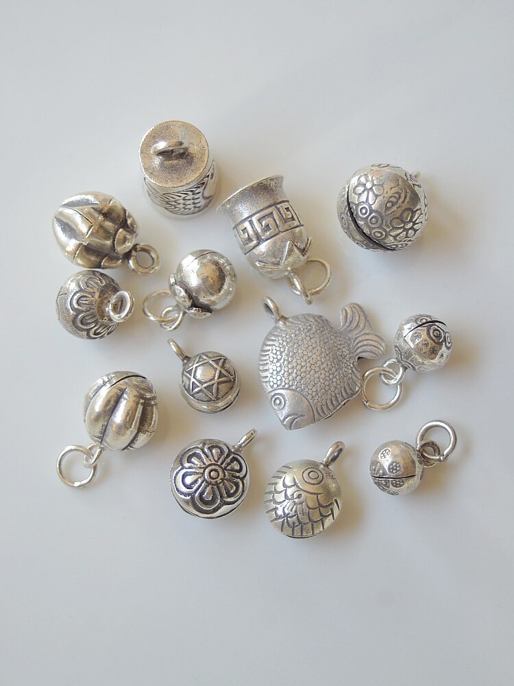 치앙마이 태국 수제 실버 액세서리  레트로 벨 맞춤 액세서리 DIY 매칭 실버 벨 액세서리