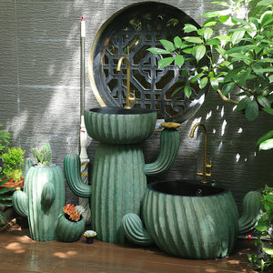 陋石坊户外洗手盆室外庭院洗手池落地立柱盆花园阳台拖把浇花水池