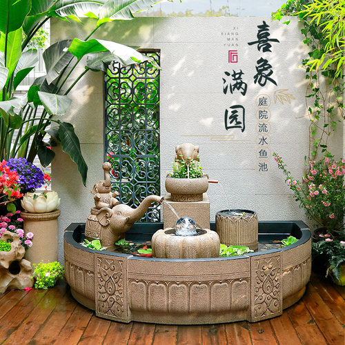 陋石坊庭院鱼池流水装饰摆件