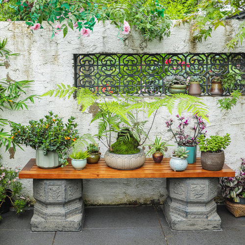 陋石坊庭院实木花架阳台多肉架室外落地花盆架创意中式盆景置物架