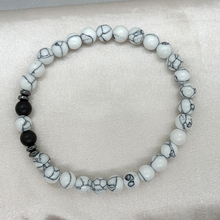 Ufine百搭 黑磨砂 白松石手链 时尚手工串珠手链手环饰品