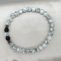 Ufine百搭 黑磨砂 白松石手链 时尚手工串珠手链手环饰品