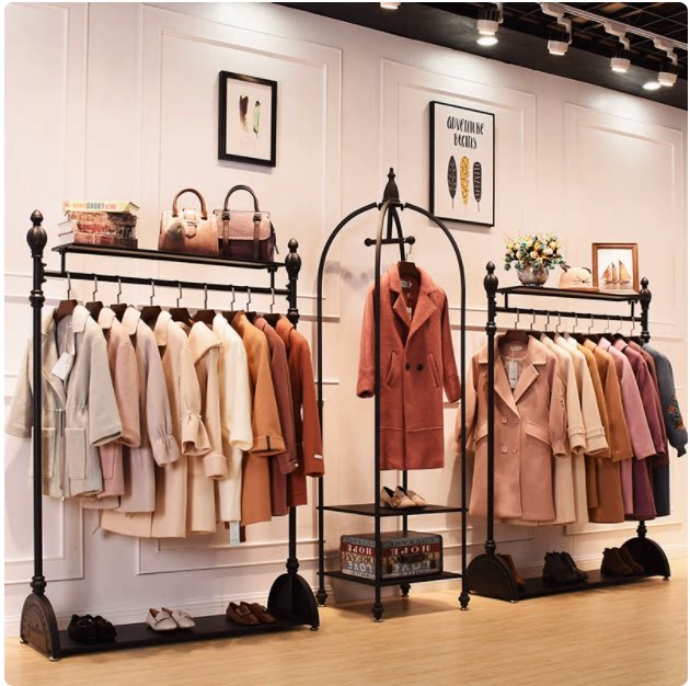欧式铁艺复古服装架服装店展示架衣架挂衣架加大加粗落地服装货架