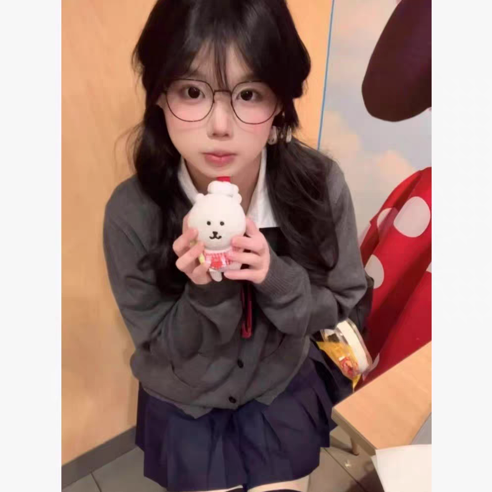 原创jk制服日系学院风校供感叠穿针织开衫毛衣女秋冬套装