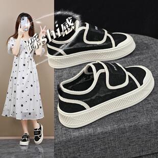 踩屎感超软一脚蹬孕妇鞋女2026年新款夏网面透气魔术贴小白鞋34码