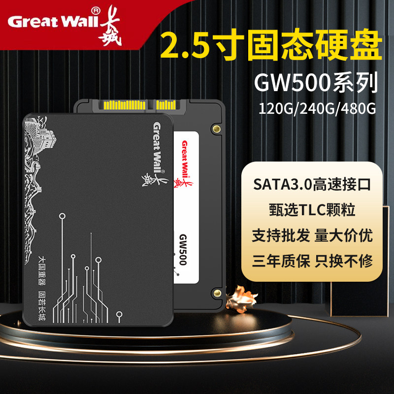 长城SSD固态硬盘120GB/128g笔记本台式电脑SATA接口2.5寸高速240g