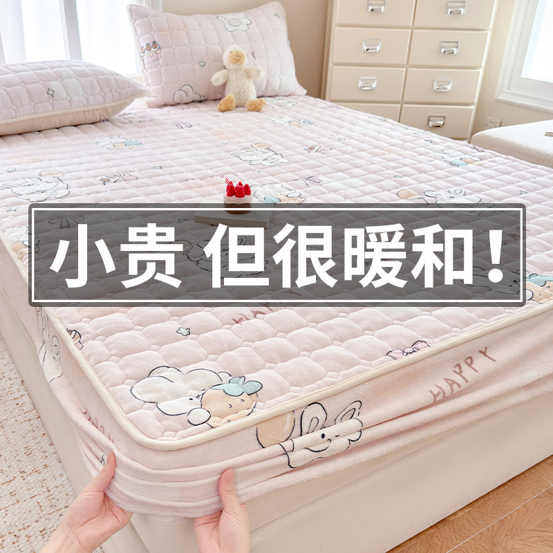 床笠冬季加绒牛奶绒珊瑚绒冬天2025新款加厚夹棉床罩床垫保护罩套,床上用品,床笠,淘宝优惠券,粉丝福利购,淘宝优惠卷
