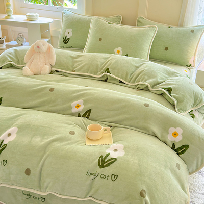 抗菌保暖加绒加厚牛奶绒四件套