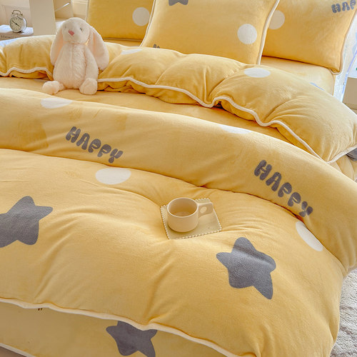 抗菌保暖加绒加厚牛奶绒四件套