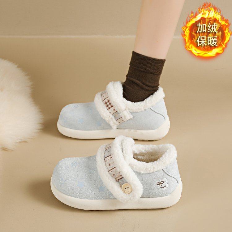 2025春季新款平底人造短毛绒圆头魔术贴橡胶绒面2025年春