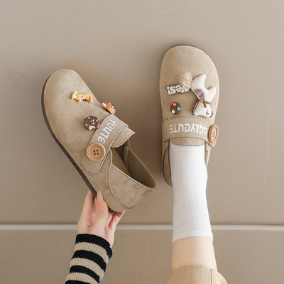 -春季新款一脚蹬乐福单鞋全包勃肯鞋