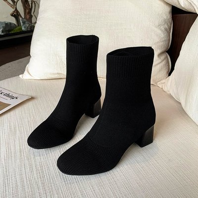 2025春季新款女鞋牛反绒磨砂皮冬季时装靴中跟(3-5cm)