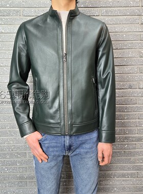 BASSO HOMME韩国代购2025年春季韩版立领拉链短款羊皮皮衣商务男