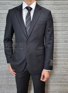 BASSO HOMME韩国代购25年春季黑色修身单排扣羊毛商务西服套装男