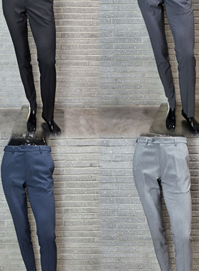 BASSO HOMME韩国代购2025年夏季纯色修身弹力通勤休闲裤长裤工装