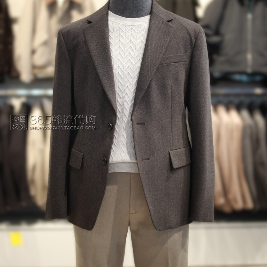 ZIOZIA ANDZ韩国代购25年春季灰色修身单排扣休闲便服单西服外套