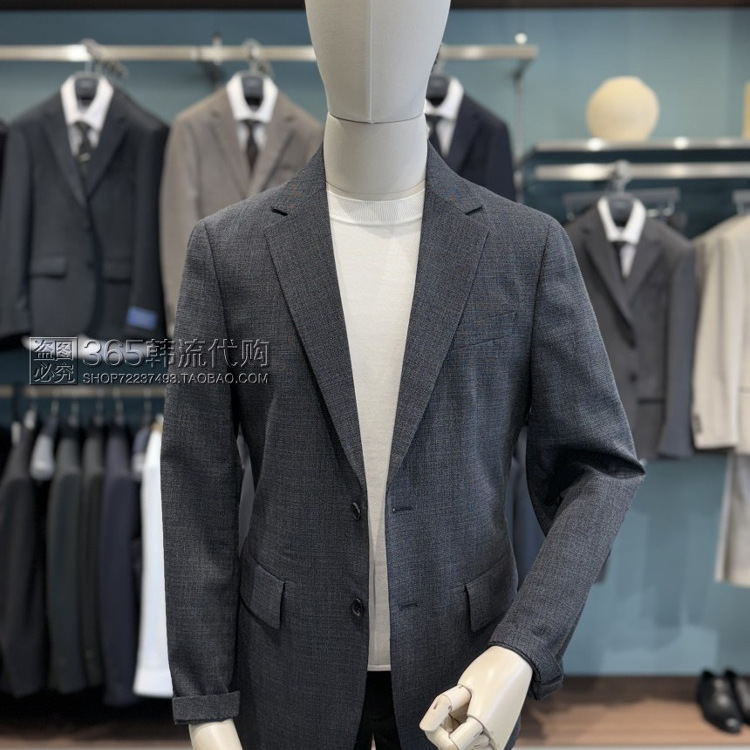 ZIOZIA ANDZ韩国代购25年夏季深蓝修身单排扣休闲便服单西服外套