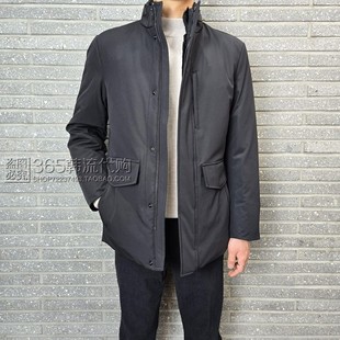 BASSO HOMME韩国代购2025年冬季黑色无帽立领加厚短款鹅绒羽绒服