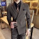 男士 商务正装 高级感修身 罗蒙双排扣西服套装 条纹西装 新郎结婚礼服