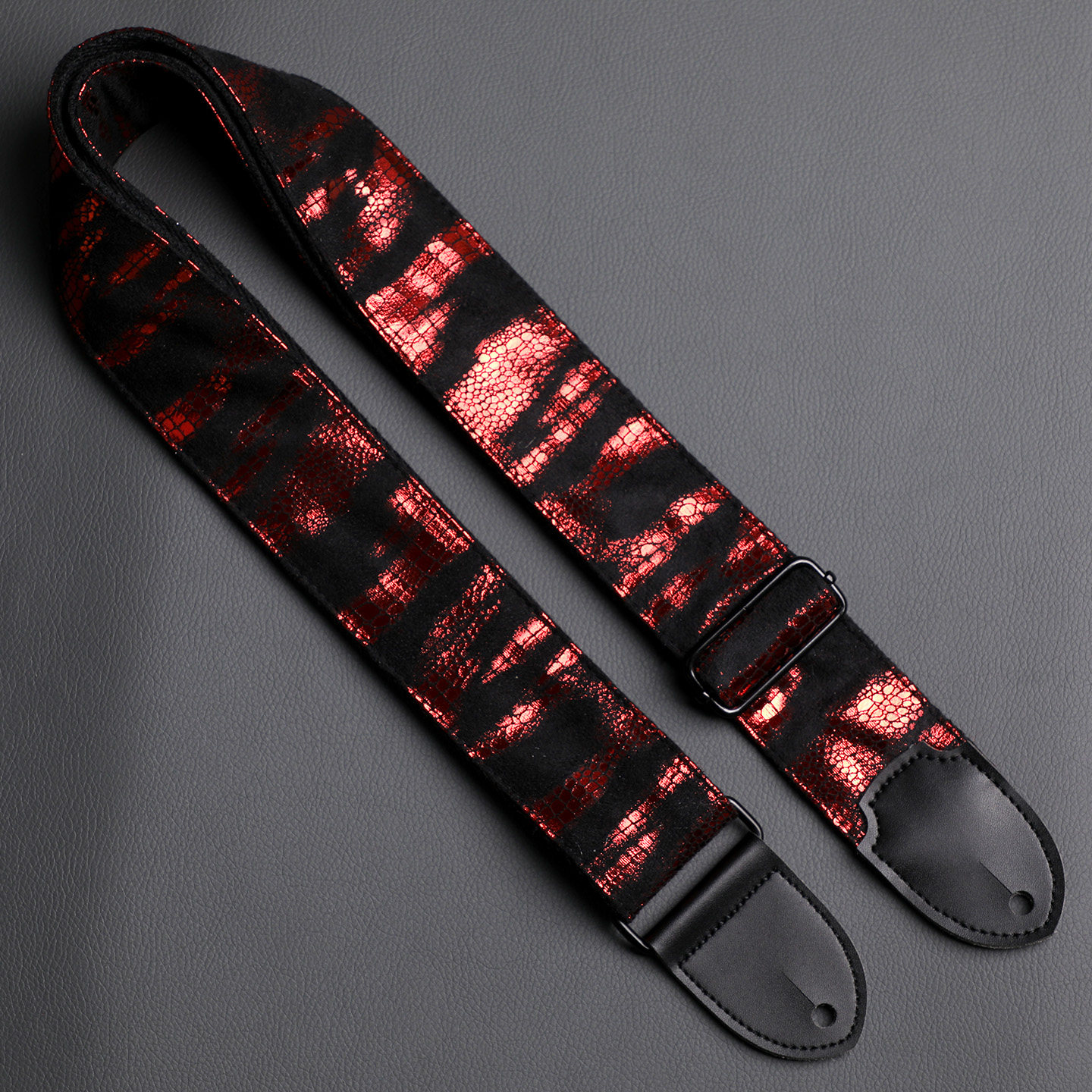纯手工缝制闪光红色吉他背带贝斯肩带电吉他背带加厚民谣木吉他带