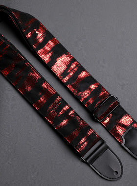 纯手工缝制闪光红色吉他背带贝斯肩带电吉他背带加厚民谣木吉他带