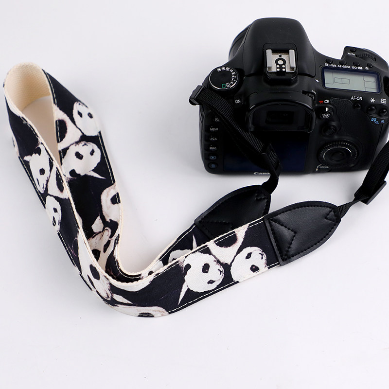 纯手工可爱熊猫相机背带单反肩带可斜挎微单背带脖带