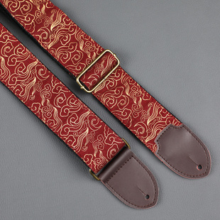 原创红色祥云通用吉他背带适用各种电吉他贝斯肩带民谣木吉他琴带