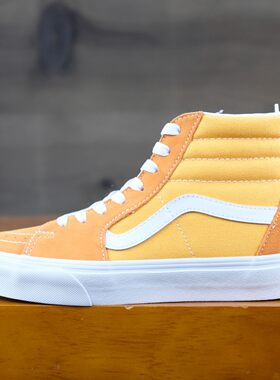 vans橘子色细带男女板鞋高帮