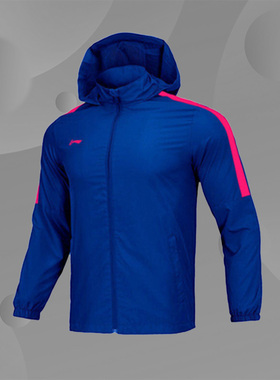 LININ李宁儿童青少年足球训练外套风雨衣运动带帽防风衣AFDN482