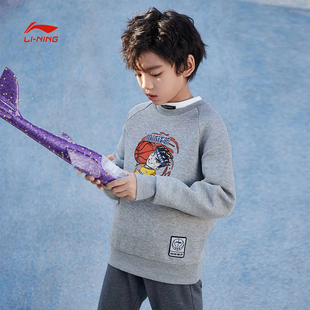 中国李宁男大童篮球系列套头无帽卫衣男童百搭运动服上衣YWDS019