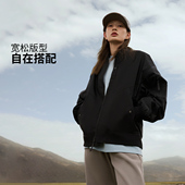 口拉链运动夹克AJDU353 宽松立领简约罗纹袖 李宁正品 CF溯男女同款